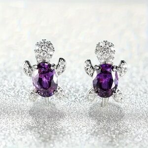 Purple Turtle Stud Earrings